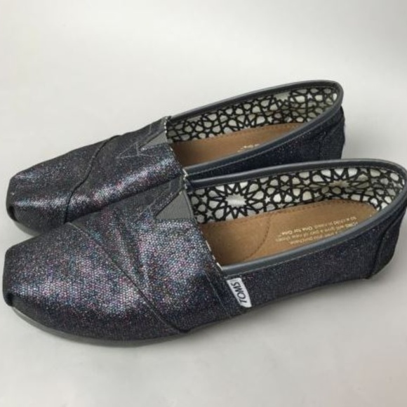 TOMS Shoes - Toms Black Glitter Holographic Rainbow Flats Shoes